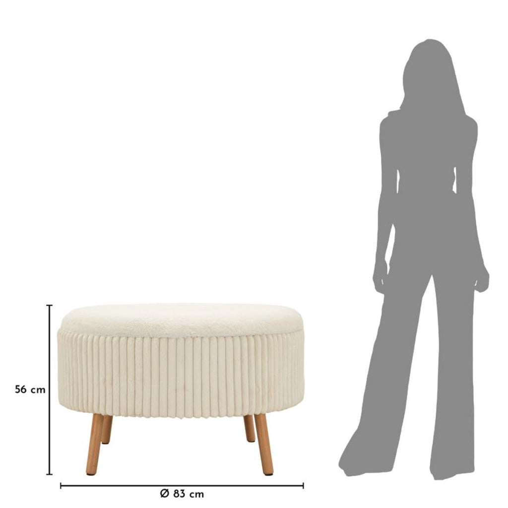 Pouf Goteborg rotondo in tessuto bianco