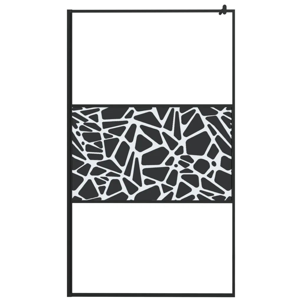 Parete Doccia Walk in 115x195 cm Vetro ESG e Design Pietre Nero 151883