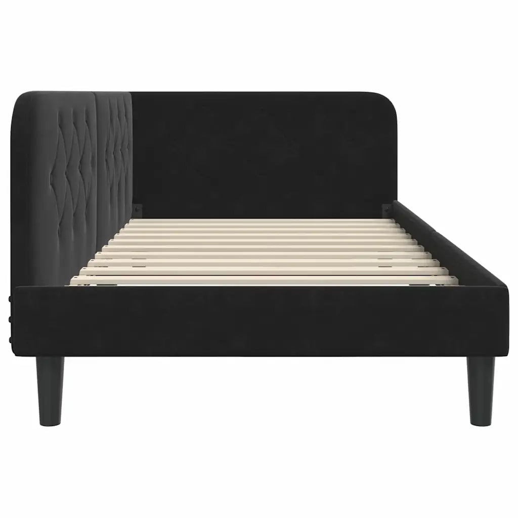 Letto singolo | Letto per adulti | Cornice del letto ad angolo Nero 100 x 200 cm Velluto