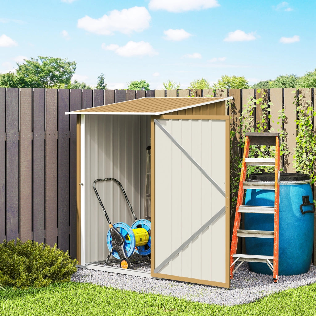 Casetta Box da Giardino Porta Attrezzi 100x104x160 cm con Porta a Battente in Acciaio Galvanizzato Giallo