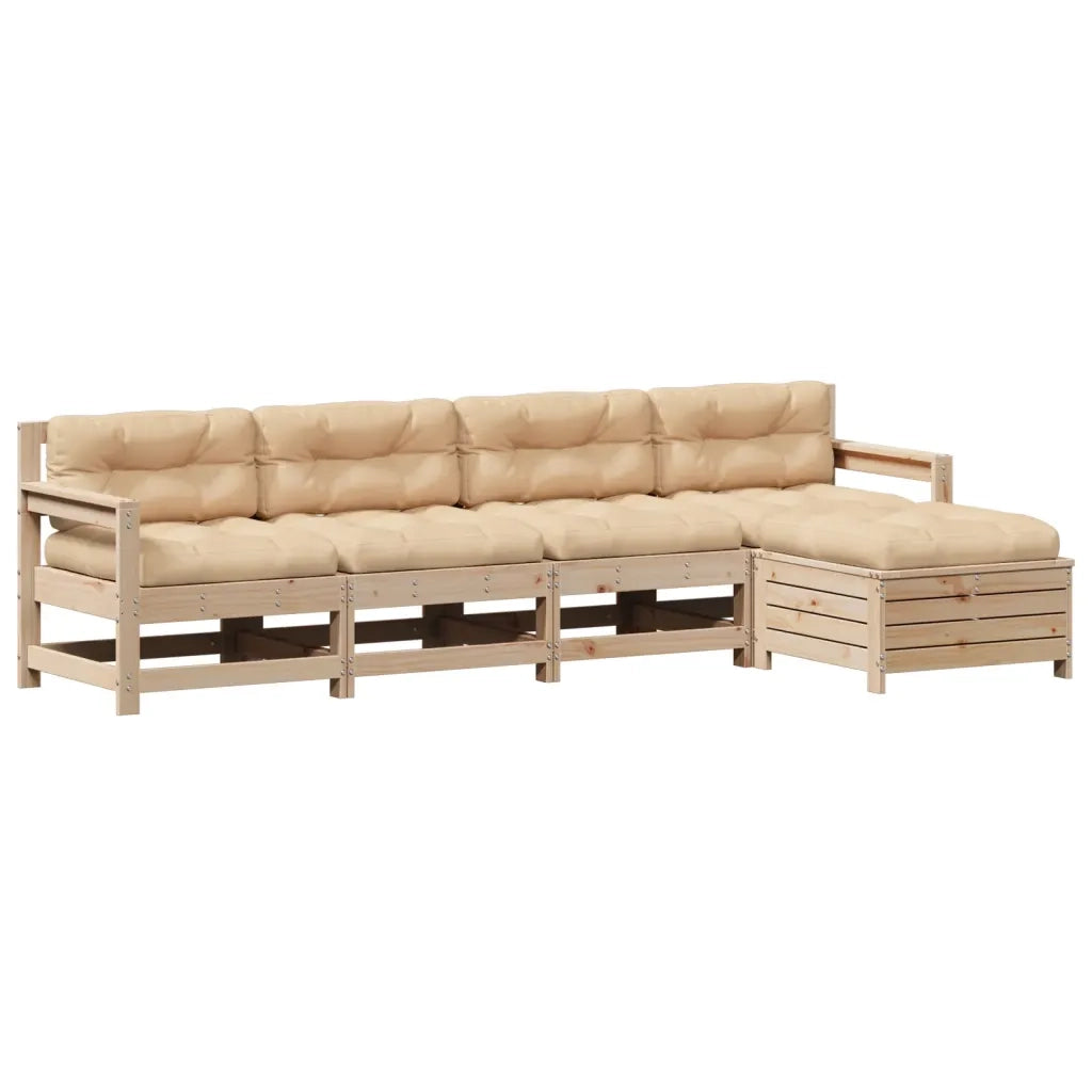 Set Divani Giardino 6 pz con Cuscini in Legno Massello di Pino