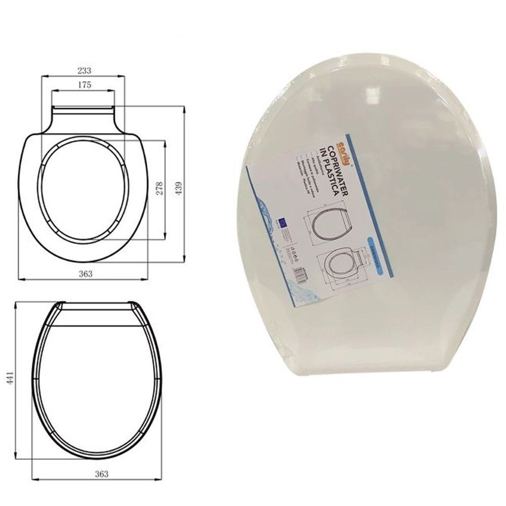 Trade Shop - Copriwater Sedile Coprivaso Wc Bagno In Plastica Lotos Slim Design Bianco 87635 -