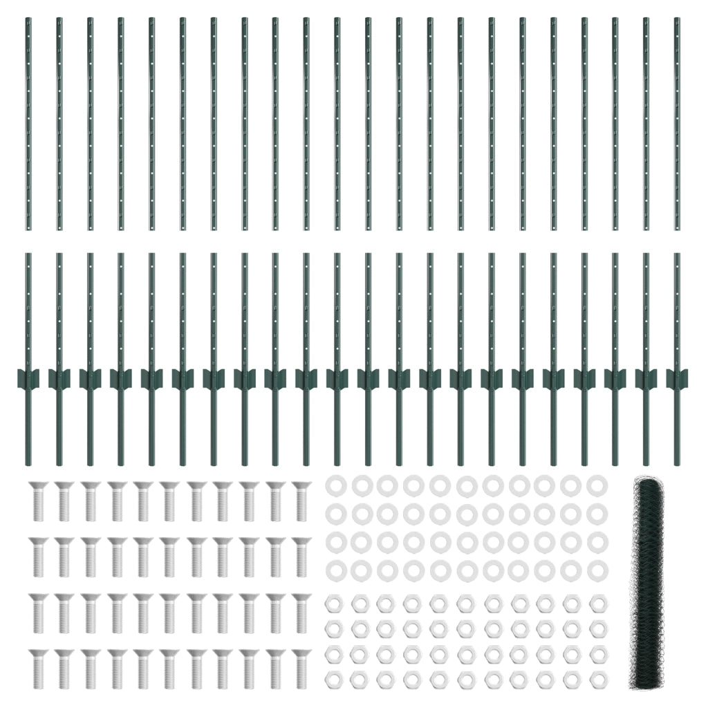 Pali per Recinzione  11 pcs U-Channel Verde 100 cm Acciaio