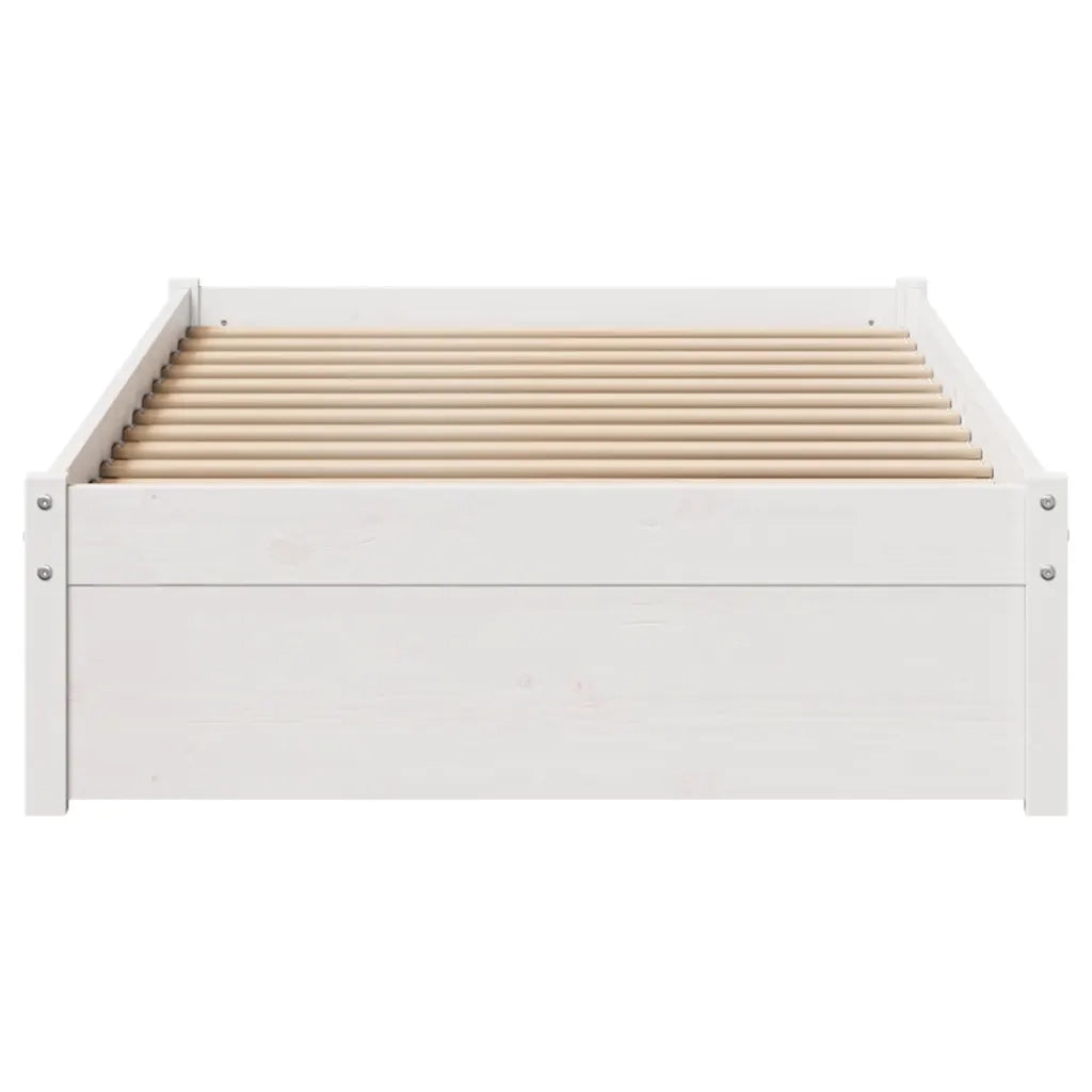 Letto senza Materasso Bianco 75x190 in Legno Massello di Pino 3301647