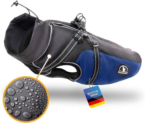 Impermeabile per Cani - Acqua e Riflesso, Include Cinturino (Blu, Razza Piccola)