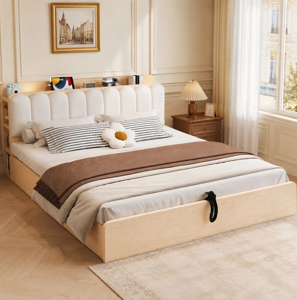 Letto matrimoniale 180x200 con contenitore idraulico e USB