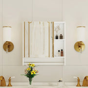 Armadietto Specchio Bagno ¨C Minimal ¨C Bianco MDF Parete con Ripiani
