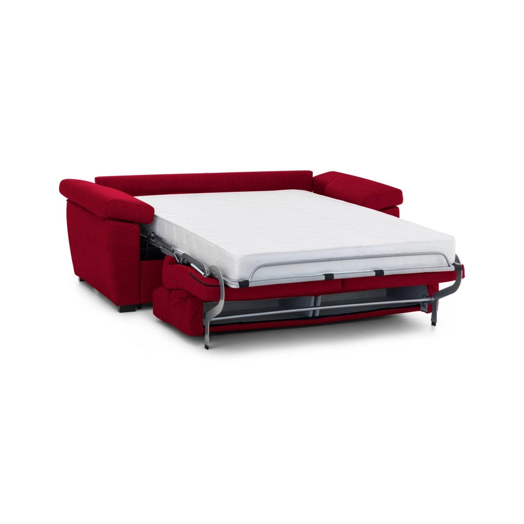 Seui, Divano Letto 2 Posti Sfoderabile Made in Italy, 185x95 cm Rosso