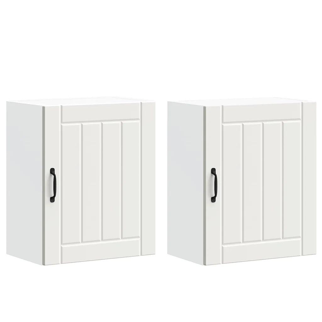 Pensili da cucina 2 pz Lucca in Legno Multistrato Bianco 853798