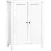 kleankin Mobiletto da Bagno Salvaspazio, Armadietto da Bagno Multiuso con Armadietto 2 Ripiani 2 Ante Maniglie in MDF 60 x 30 x 80cm Bianco