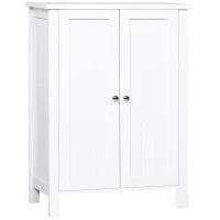 kleankin Mobiletto da Bagno Salvaspazio, Armadietto da Bagno Multiuso con Armadietto 2 Ripiani 2 Ante Maniglie in MDF 60 x 30 x 80cm Bianco