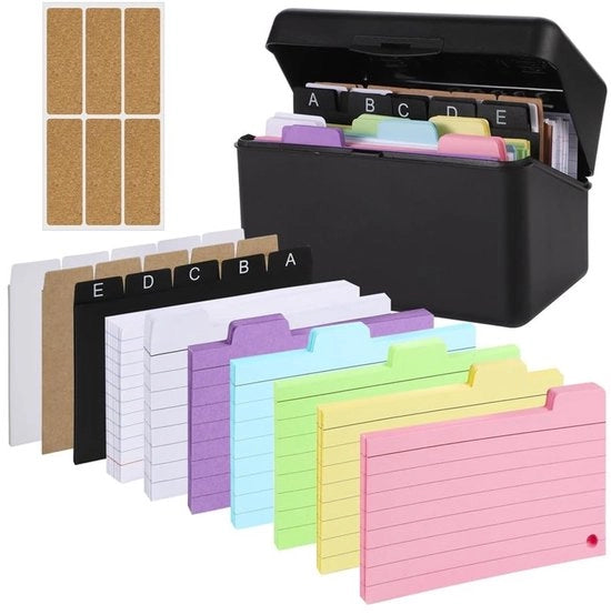 Cassetta Index - Etichette Autoadesive - Resistenti e Flessibili - Multicolore - Organizzazione delle Carte - Ideale per Ufficio e Studio