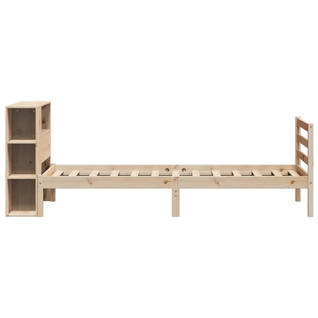 Giroletto con Libreria senza Materasso-Struttura Letto con contenitore 75x190 cm in Legno Pino 803574