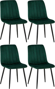 Set di 4 sedie Dijon verde,Velluto