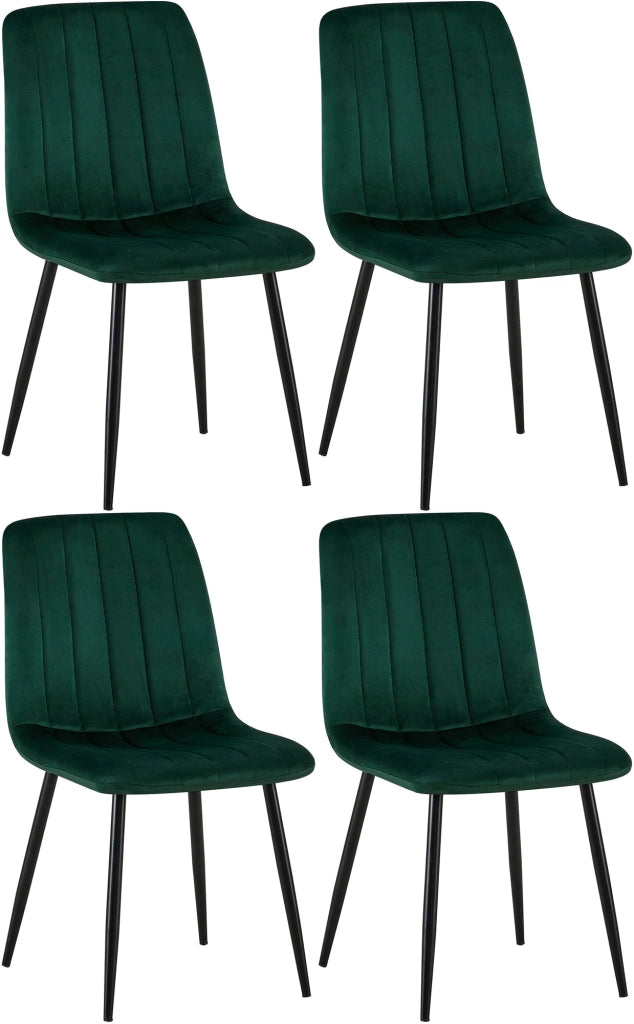 Set di 4 sedie Dijon verde,Velluto