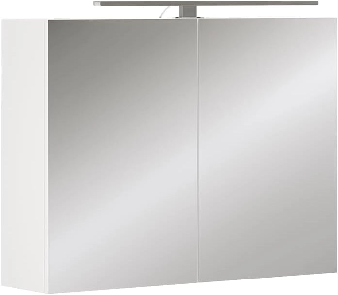 Mobile a specchio per il bagno Lavio, Bianco, 40 x 60 cm con illuminazione a LED, con ripiano integrato e illuminazione a LED
