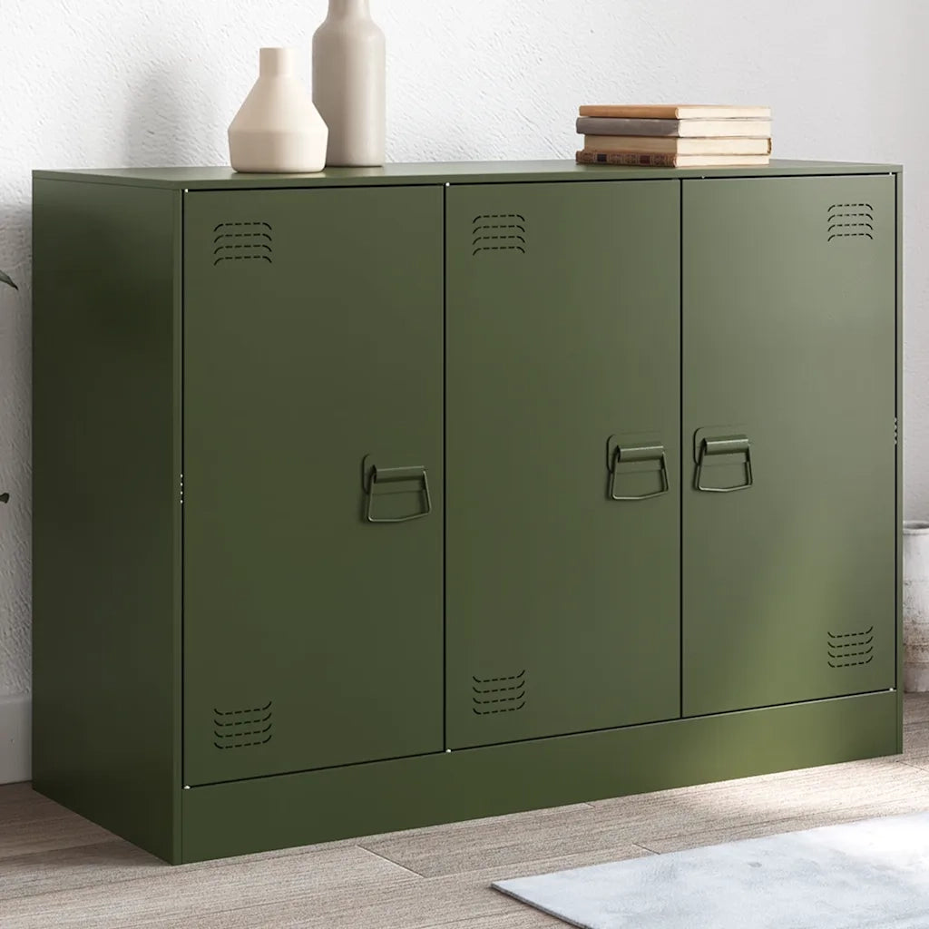 Credenza | Madia | Buffet da pranzo | Armadio da pranzo Verde Oliva 99x39x73 cm in Acciaio