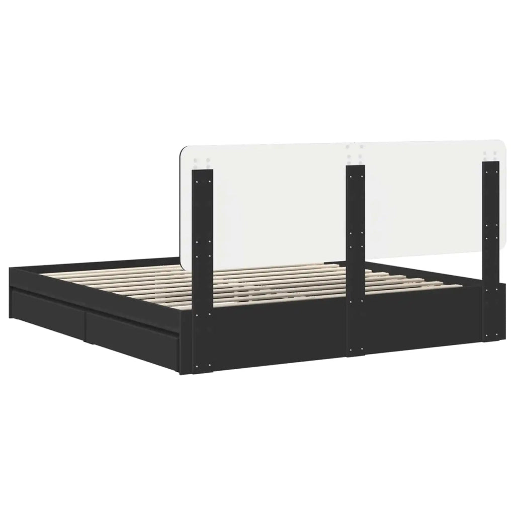 Letto con Contenitore Nero 200 x 200 cm Legno multistrato