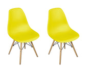 Sedia in plastica gialla con gamba, piede in legno (2 pz) - SD16NOPL