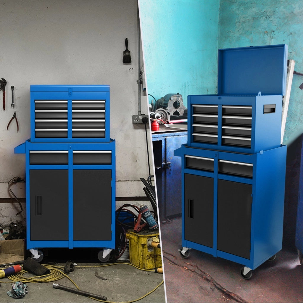 Cassettiera portautensili a 5 cassetti, Armadio portautensili con ruote bloccabili ripiano regolabile Blu-Deposito utensili Tool