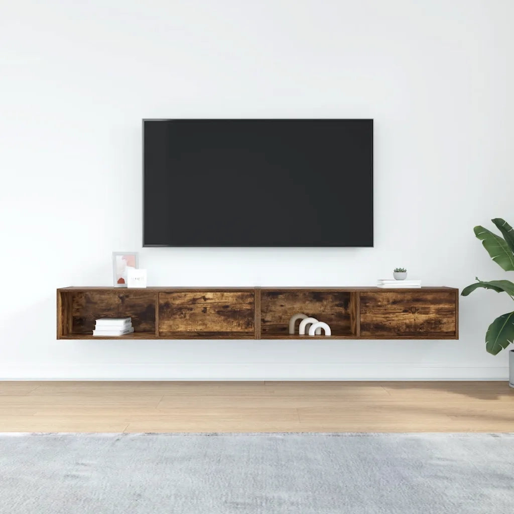 Mobili TV 2 pz Rovere Fumo 100x31x25,5 cm Legno Multistrato 861481