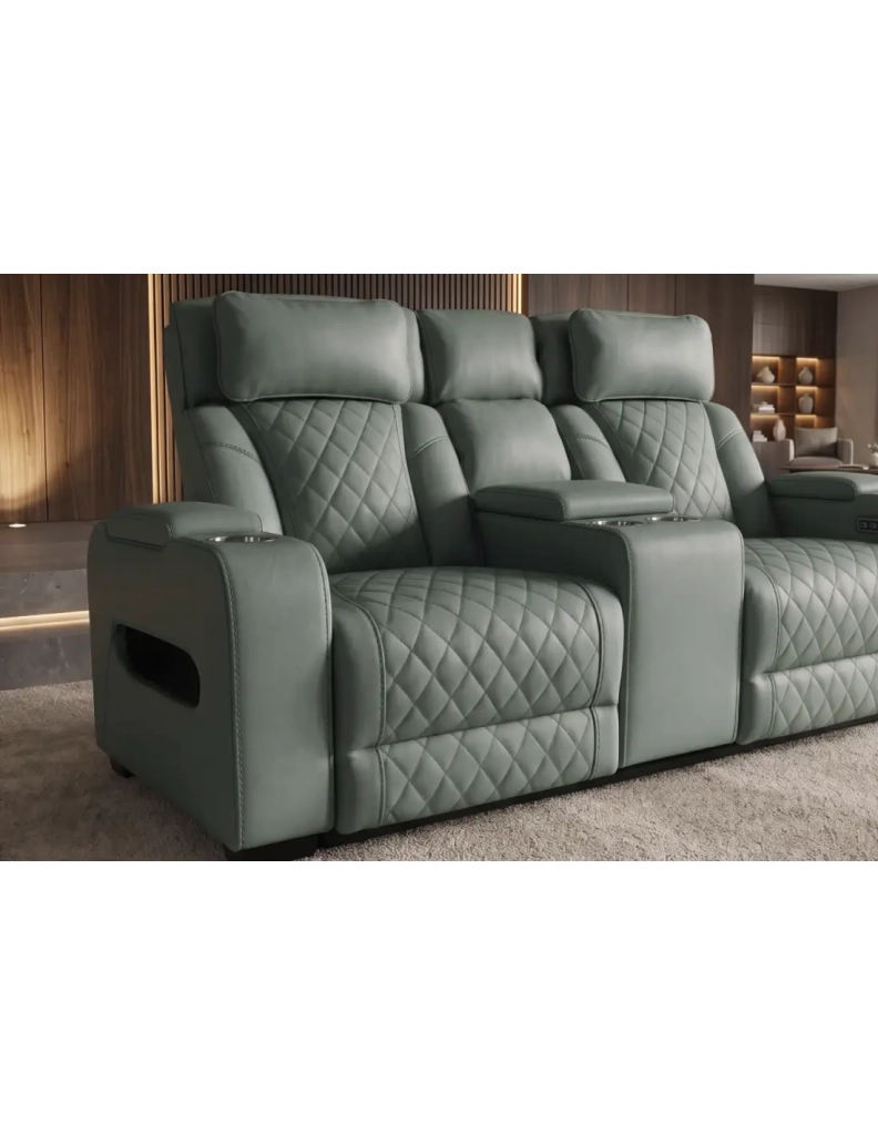 Divano cinema relax DOMUS 2 posti in similpelle – Verde menta – 190 x 101 x 103 cm