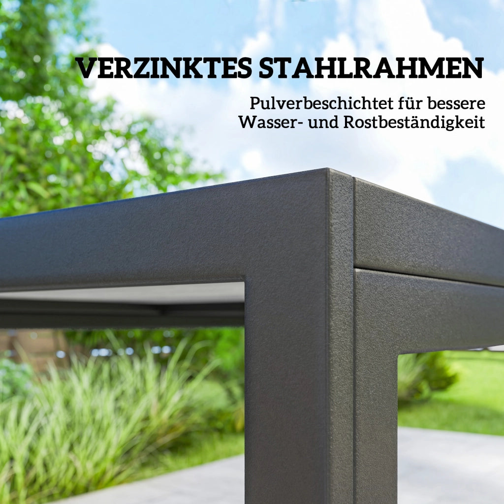 Set Giardino Sedia e Tavolo 6 Posti ¨C zephmum ¨C Legno e Acciaio Nero 150x80cm