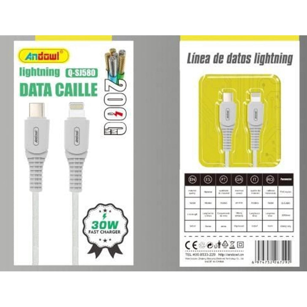 Trade Shop - Cavo Trasferimento Dati Ricarica Veloce Da Type-c A Lightning 30w 2mt Resistente Q-sj580 -