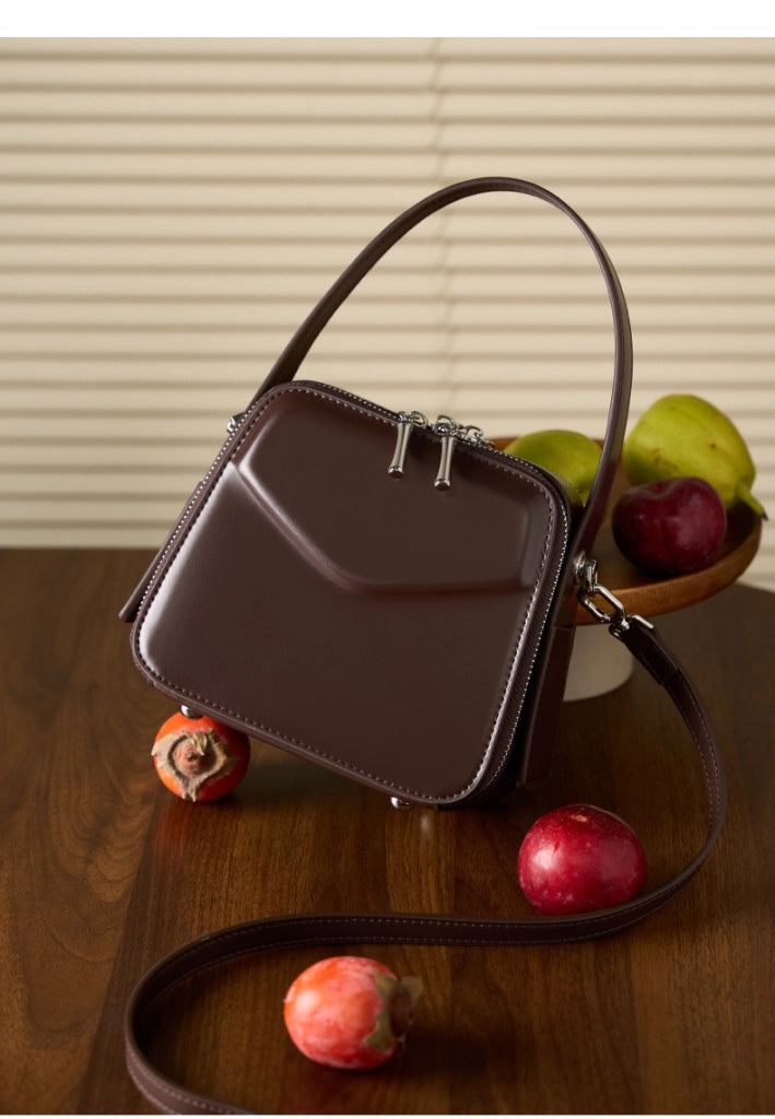 Borsa a tracolla da donna in vera pelle marrone