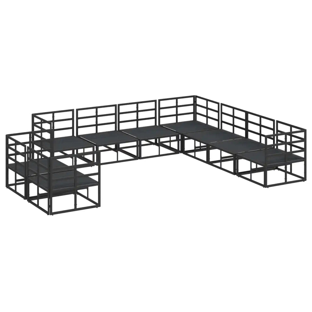 Set Divano da Giardino con cuscino 9 pcs Nero Alluminio