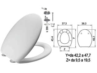 SEDILE WC IN TERMOINDURENTE MAMBO BIANCO CERNIERE INOX H050 coprivaso copriwater SANIPLAST