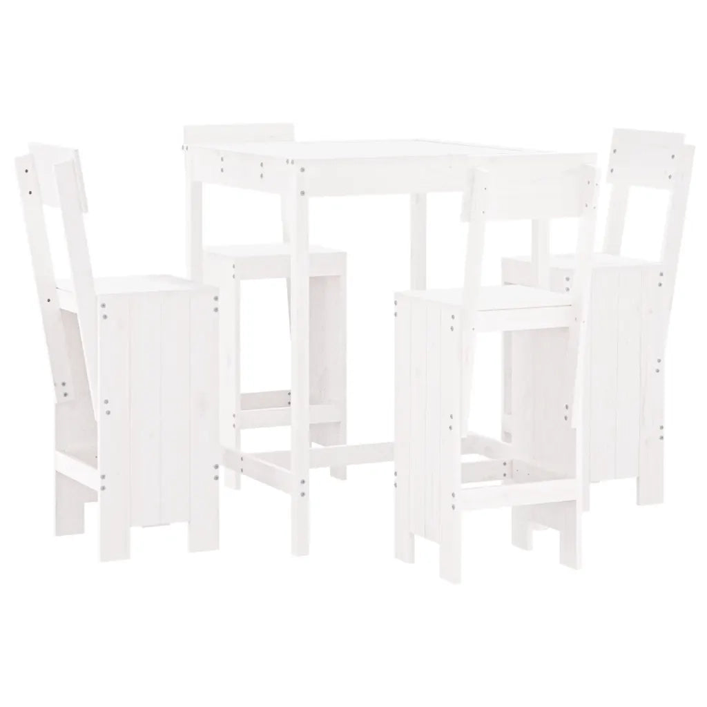 Set Bar da Giardino 5 pz | Set Salotto da Giardino Bianco in Legno Massello di Pino