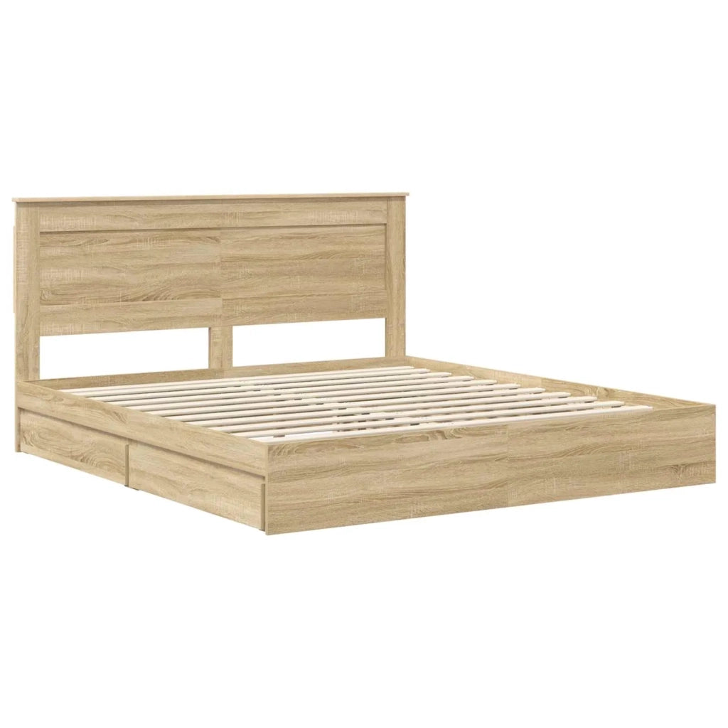 Letto con Contenitore con testiera Rovere Sonoma 180 x 200 cm