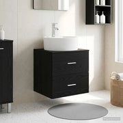 Mobile Lavabo da Parete Rovere Nero 49,5 x 44,5 x 65 cm 890295