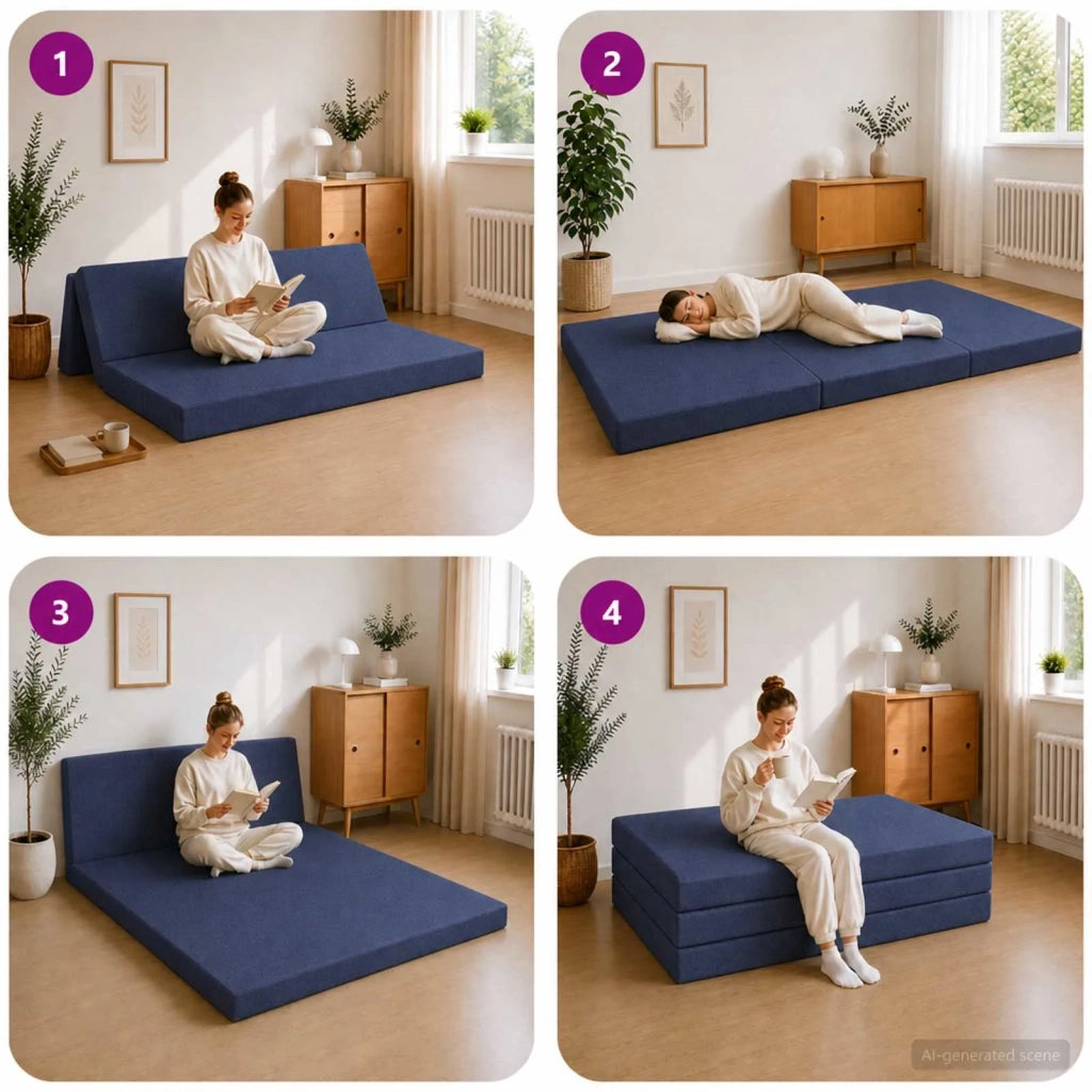 Divano Letto Pieghevole 160 x 67 x 45 cm Blu 900237