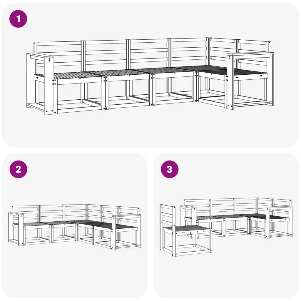 Set di divani da esterno 5 pcs Bianco Legno di Acacia Massello 3387633