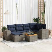 Set Divani da Giardino 7 pz con Cuscini Grigio in Polyrattan