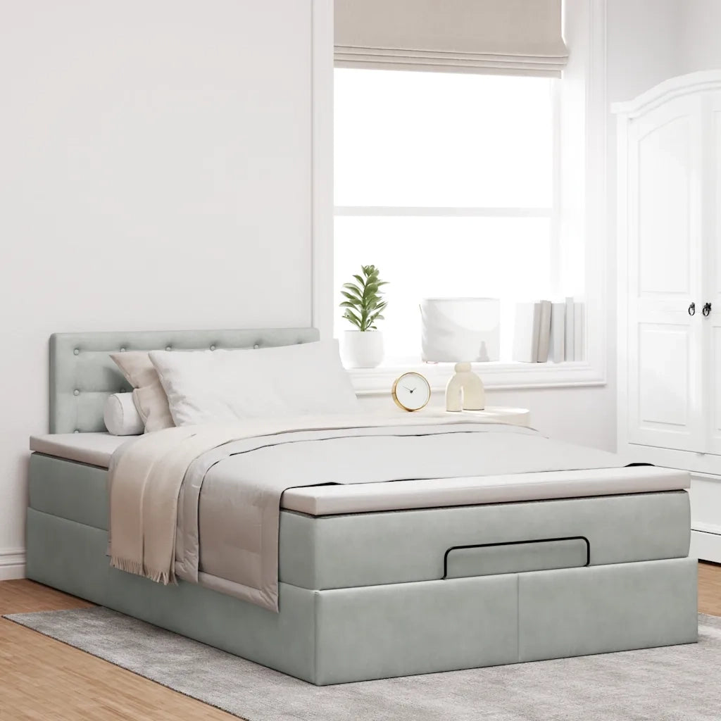 Pouf Letto con Materasso Grigio Chiaro 120x190 cm in Velluto 3311903