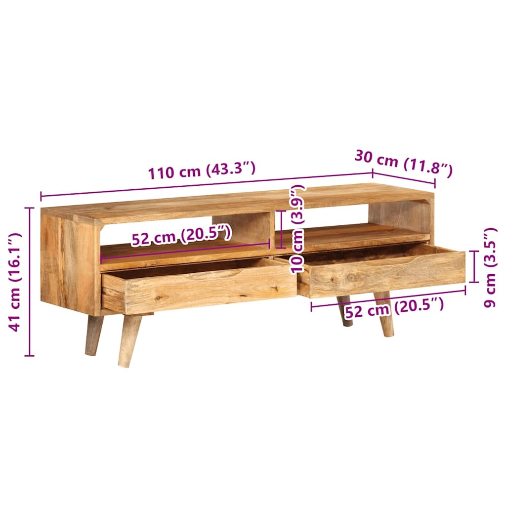 Mobile TV multimediale mensola per TV credenza per TV sala da pranzo soggiorno camera da letto 140 x 30 x 41 cm legno massello di mango marrone 02_0025911
