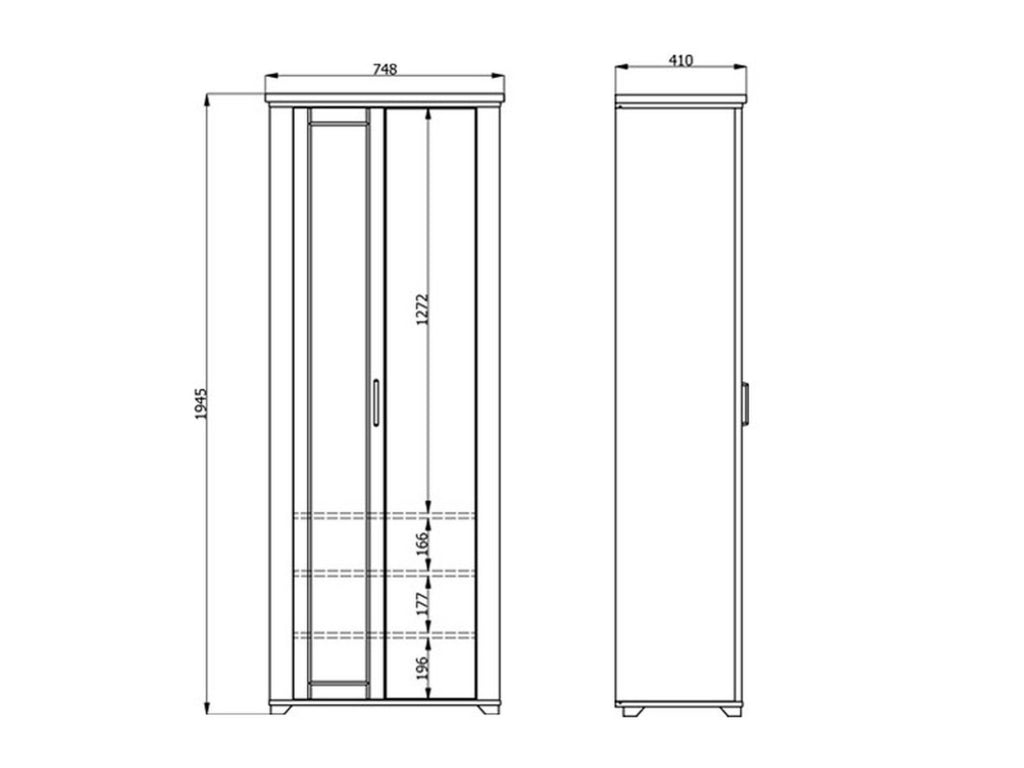 Armadio Camera da Letto Vittuone, Guardaroba 2 Ante Appendiabiti, 75x194.5h cm Bianco