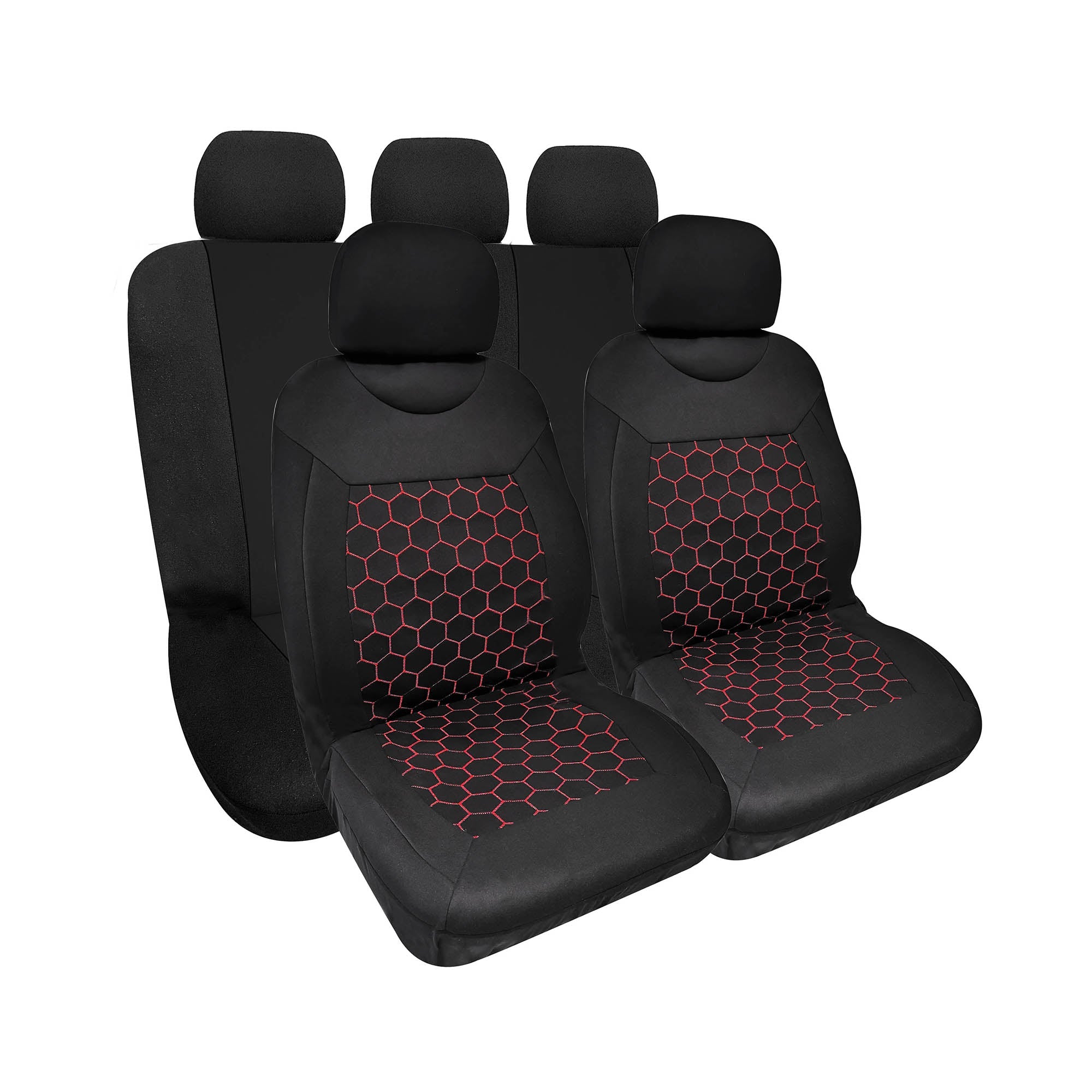 Set Coprisedili Anteriori e Posteriori Universali in Poliestere e Spugna Dublin Nero/Rosso