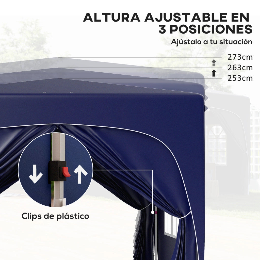 Gazebo Pieghevole 3x3 m ¨C zephmum ¨C Blu Scuro con Pannelli UPF50+ e Borsa di Trasporto