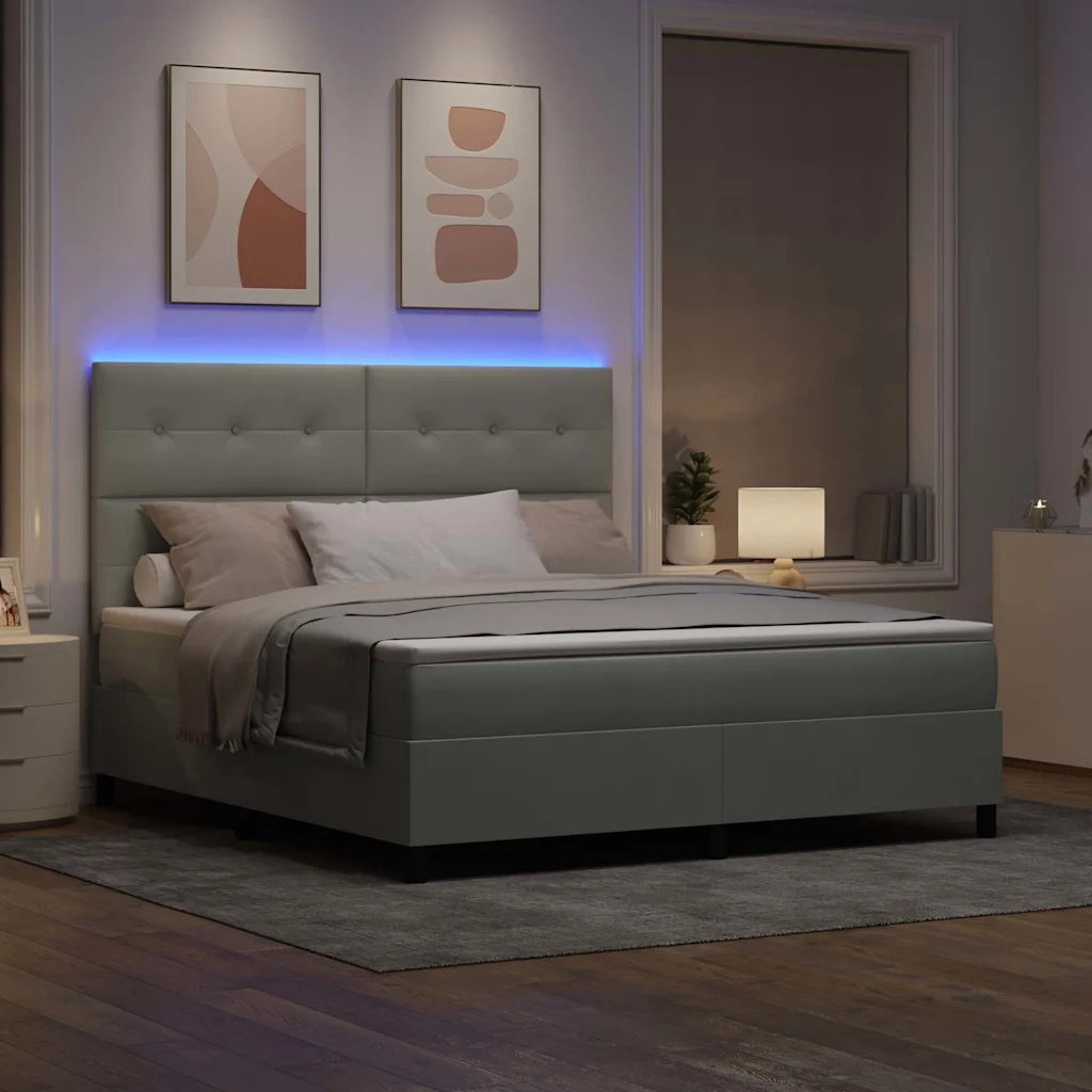 Letto a Sorgente LED Grigio chiaro 180 x 200 cm Velluto 3343328