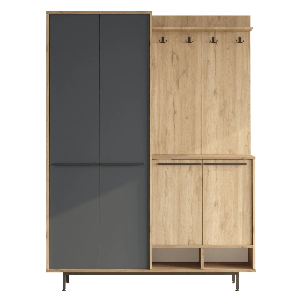 Tignale, Mobile da Ingresso 12 Ripiani, 147x36x196h cm Nero Antracite