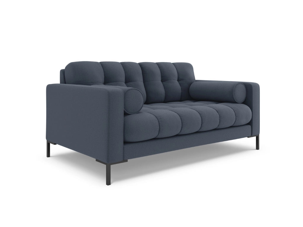 Cosmopolitan Design - Divano "Bali" 2 posti in tessuto strutturato blu scuro 