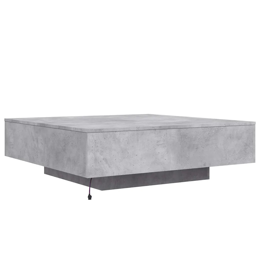 Tavolino da salotto | Tavolino da caff¨¨ | Tavolino da Soggiorno con Luci LED Grigio Cemento 100x100x31 cm