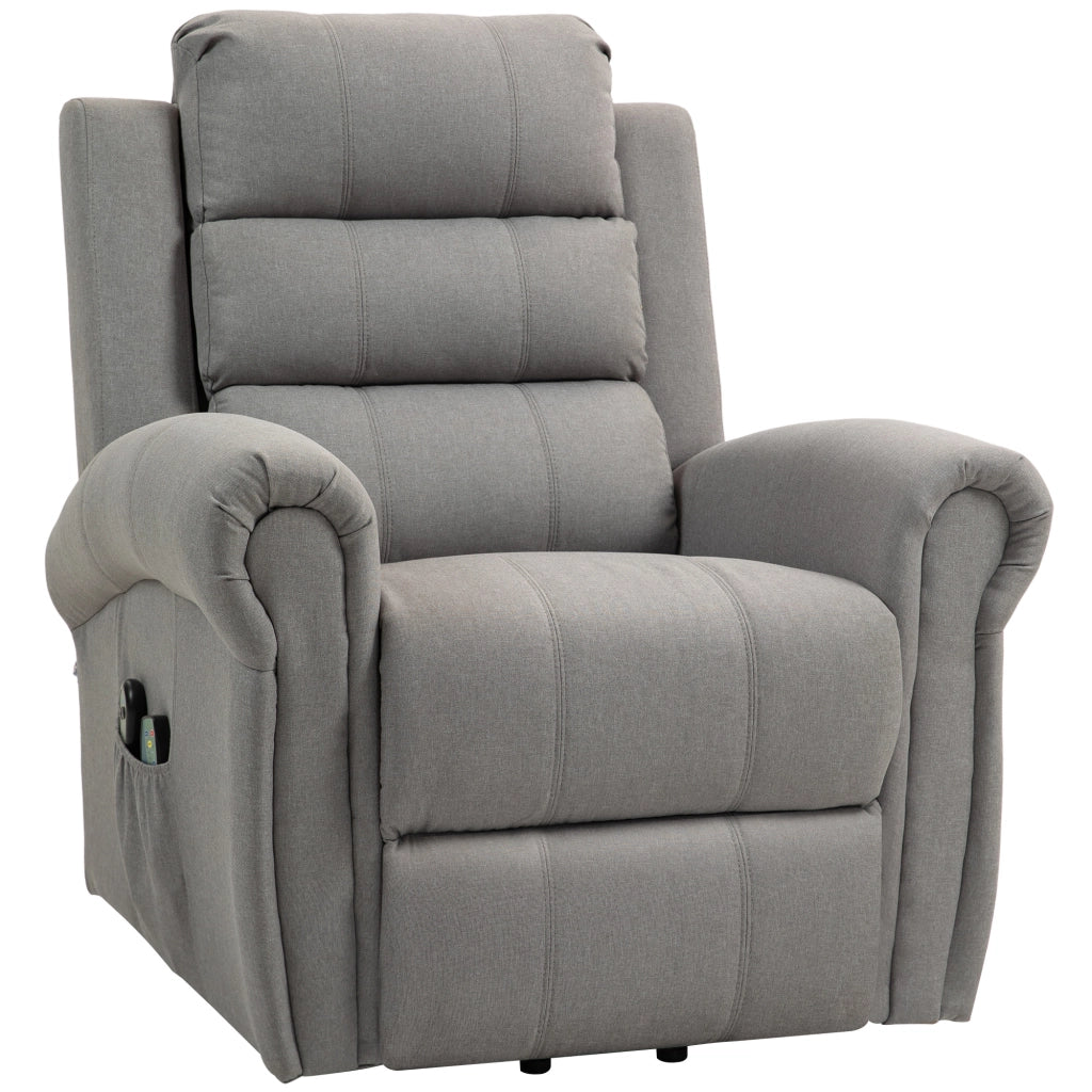 Poltrona Relax Massaggiante con Alzapersona ¨C Zephmum ¨C Tessuto Grigio Chiaro