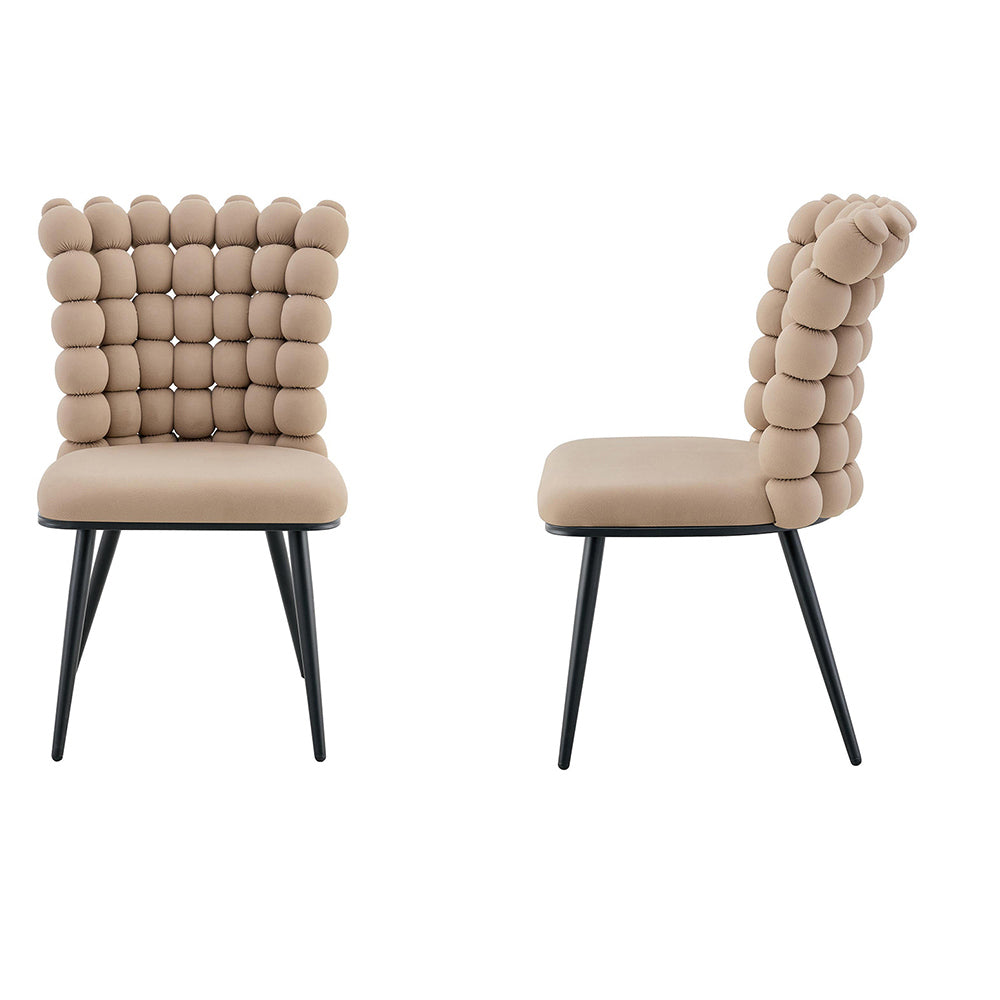 Set 2 sedie da pranzo - Xylo - velluto camel gambe nere