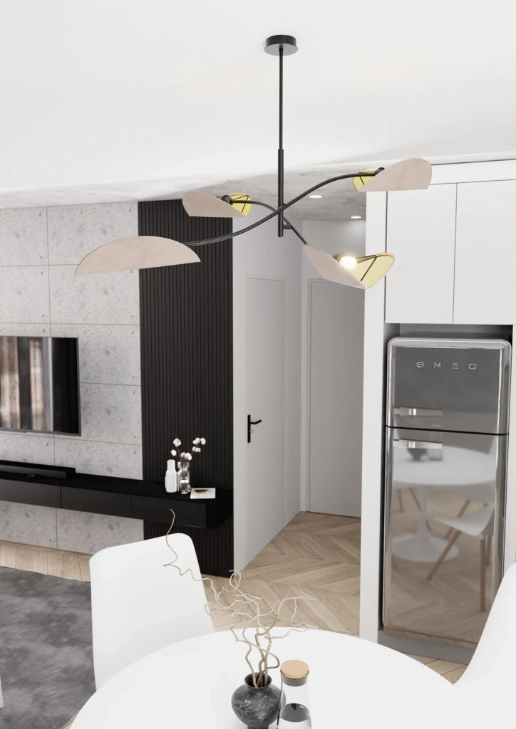 Plafoniera Moderna Ares Acciaio Nero Grigio 4 Luci E14 Ip20