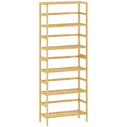 Scaffale Autoportante 60x26x161 cm a 6 Livelli con Ripiani Regolabili in Legno di Bambù Legno Naturale